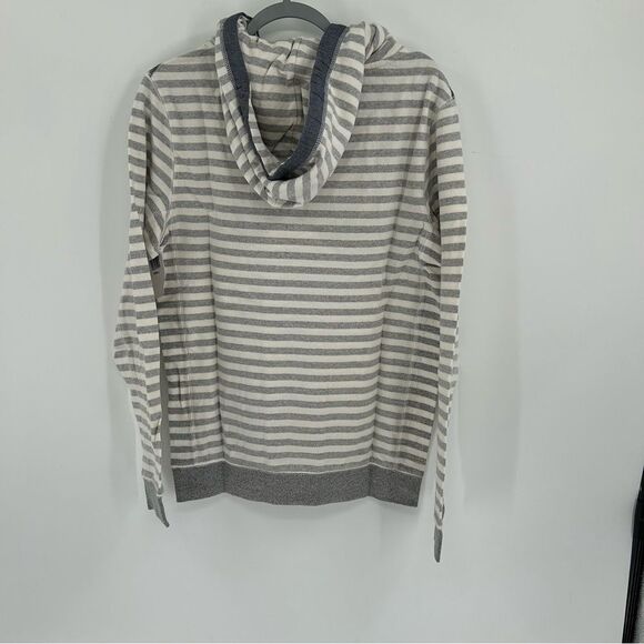 3rd & Army Long Sleeve Pullover Cowl Neck Striped White Grey Hoodie NWT S - Picture 2 of 9